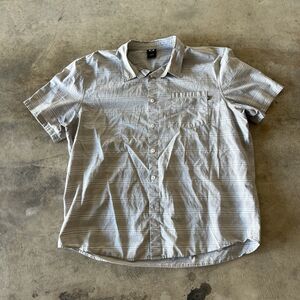 Oakley Shirt Mens 2XL XXL Gray Striped Casual Cotton Button Up